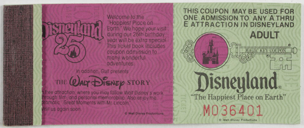 Disneyland Vintage Ticket Booklet with (11) Tickets at PristineAuction.com Disneyland Vintage Ticket Booklet with (11) Tickets at PristineAuction.com