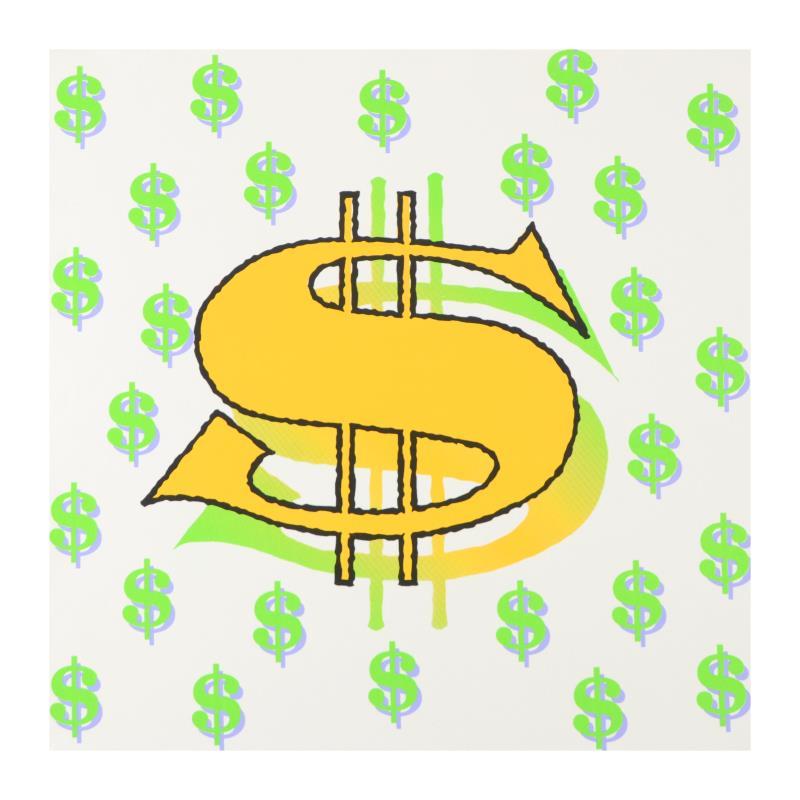 Steve Kaufman Signed "Dollar Sign" Limited Edition Hand Pulled 24x24 Silkscreen on Canvas #16/50 at PristineAuction.com Steve Kaufman Signed "Dollar Sign" Limited Edition Hand Pulled 24x24 Silkscreen on Canvas #16/50 at PristineAuction.com