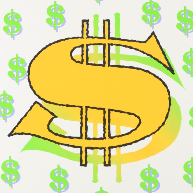 Steve Kaufman Signed "Dollar Sign" Limited Edition Hand Pulled 24x24 Silkscreen on Canvas #16/50 at PristineAuction.com Steve Kaufman Signed "Dollar Sign" Limited Edition Hand Pulled 24x24 Silkscreen on Canvas #16/50 at PristineAuction.com