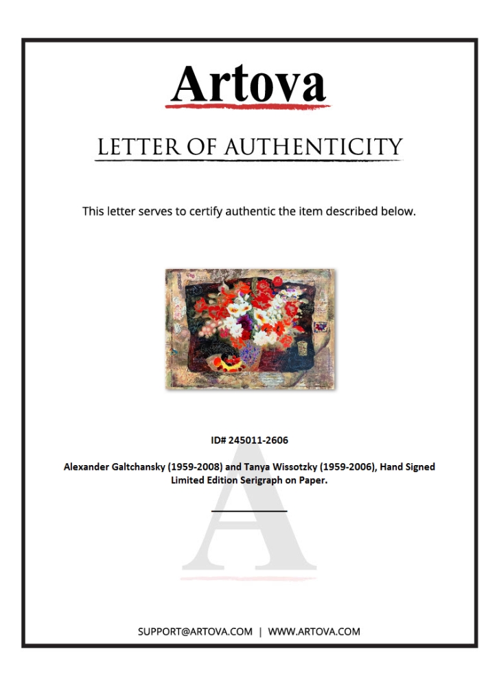 "Beautiful Roses" LE 26x37 Serigraph on Deckle Edge Paper by Alexander Galtchansky & Tanya Wissotzky (Artova) at PristineAuction.com "Beautiful Roses" LE 26x37 Serigraph on Deckle Edge Paper by Alexander Galtchansky & Tanya Wissotzky (Artova) at PristineAuction.com
