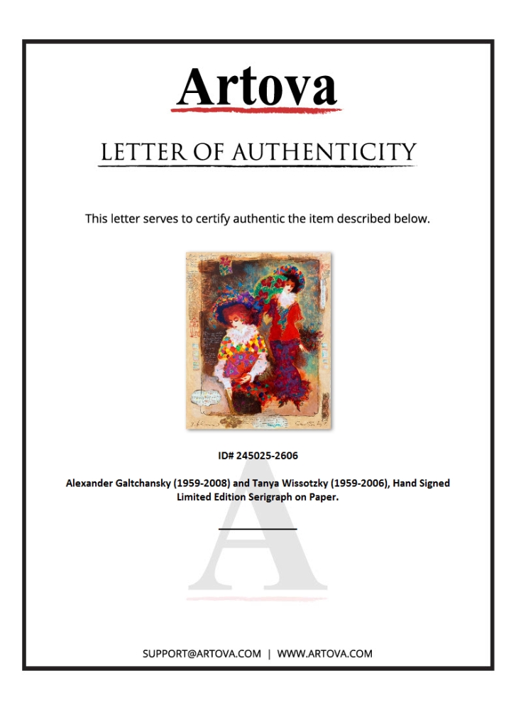 "Elegant Women" LE 20x16 Serigraph on Deckle Edge Paper by Alexander Galtchansky & Tanya Wissotzky (Artova) at PristineAuction.com "Elegant Women" LE 20x16 Serigraph on Deckle Edge Paper by Alexander Galtchansky & Tanya Wissotzky (Artova) at PristineAuction.com