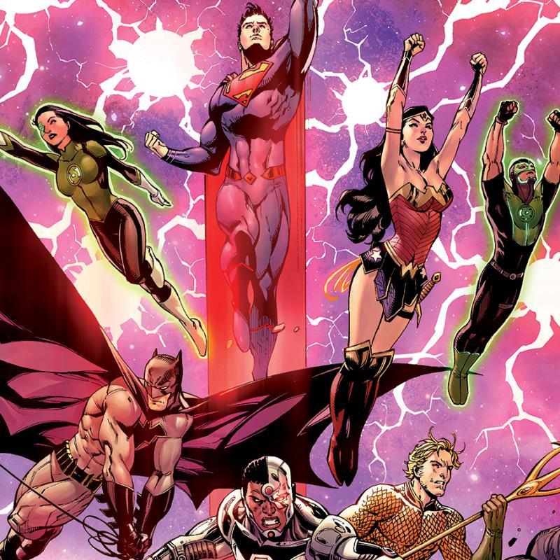 "Justice League #3" LE 24x16 Giclee on Gallery Wrapped Canvas by Tony S Daniel (Artova) at PristineAuction.com "Justice League #3" LE 24x16 Giclee on Gallery Wrapped Canvas by Tony S Daniel (Artova) at PristineAuction.com