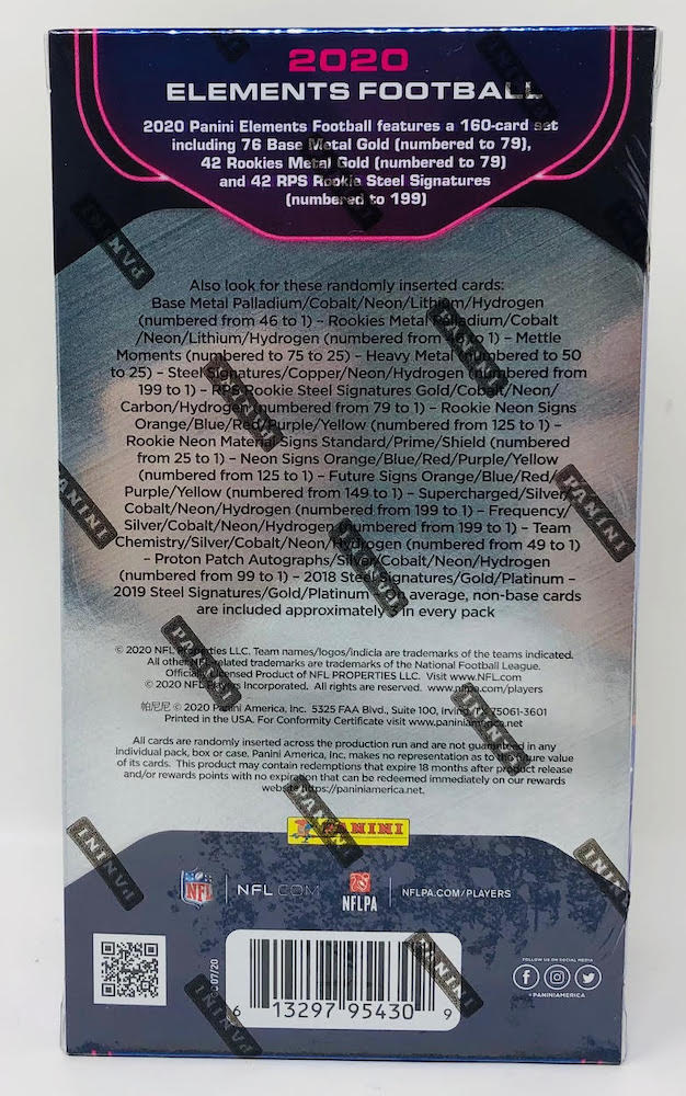 2020 Panini Elements Football Hobby Box of (4) Cards at PristineAuction.com 2020 Panini Elements Football Hobby Box of (4) Cards at PristineAuction.com