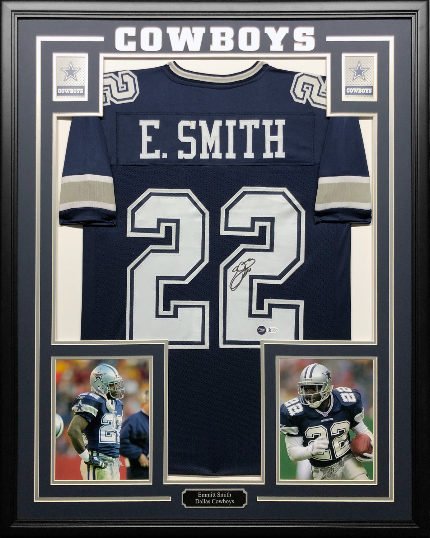 Emmitt Smith Signed 34.5x42.5 Custom Framed Jersey (Beckett COA & PROVA Hologram) at PristineAuction.com Emmitt Smith Signed 34.5x42.5 Custom Framed Jersey (Beckett COA & PROVA Hologram) at PristineAuction.com
