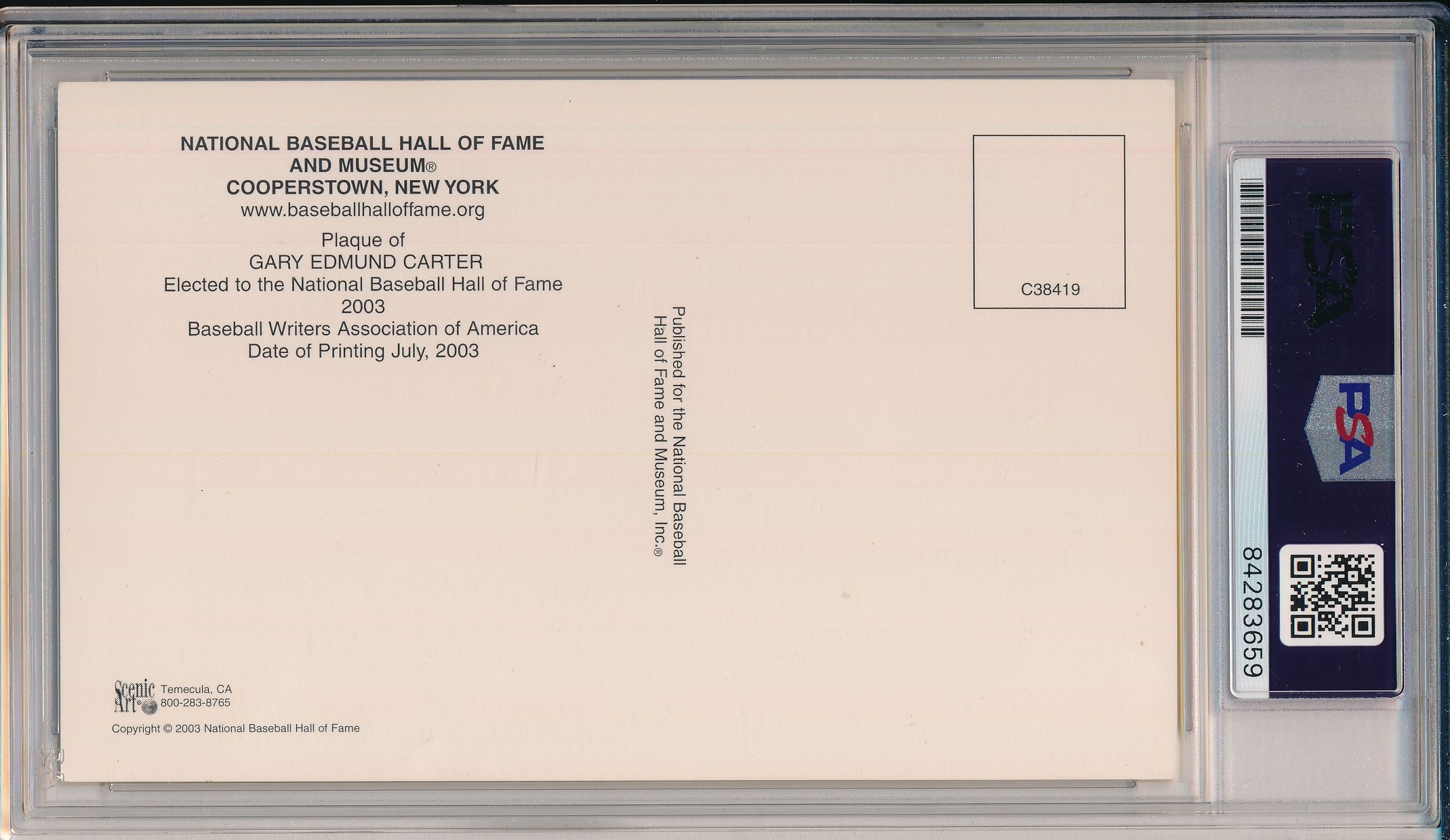 Gary Carter Signed Gold Hall of Fame Plaque Postcard (PSA Encapsulated) at PristineAuction.com Gary Carter Signed Gold Hall of Fame Plaque Postcard (PSA Encapsulated) at PristineAuction.com