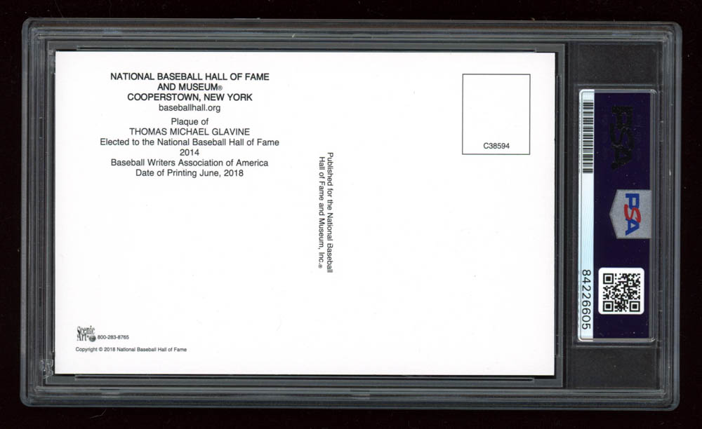 Tom Glavine Signed Gold Hall of Fame Plaque Postcard (PSA Encapsulated) at PristineAuction.com Tom Glavine Signed Gold Hall of Fame Plaque Postcard (PSA Encapsulated) at PristineAuction.com