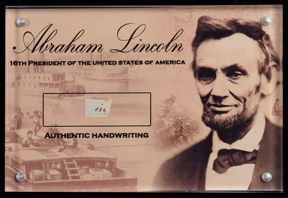 Abraham Lincoln Authentic Hand-Written Word Cut in Acrylic Display Case (JSA LOA) at PristineAuction.com Abraham Lincoln Authentic Hand-Written Word Cut in Acrylic Display Case (JSA LOA) at PristineAuction.com