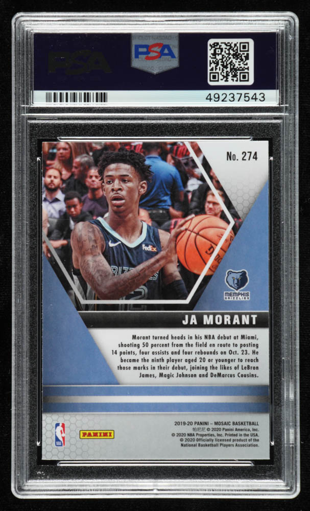 Ja Morant 2019-20 Panini Mosaic #274 (PSA 9) at PristineAuction.com Ja Morant 2019-20 Panini Mosaic #274 (PSA 9) at PristineAuction.com