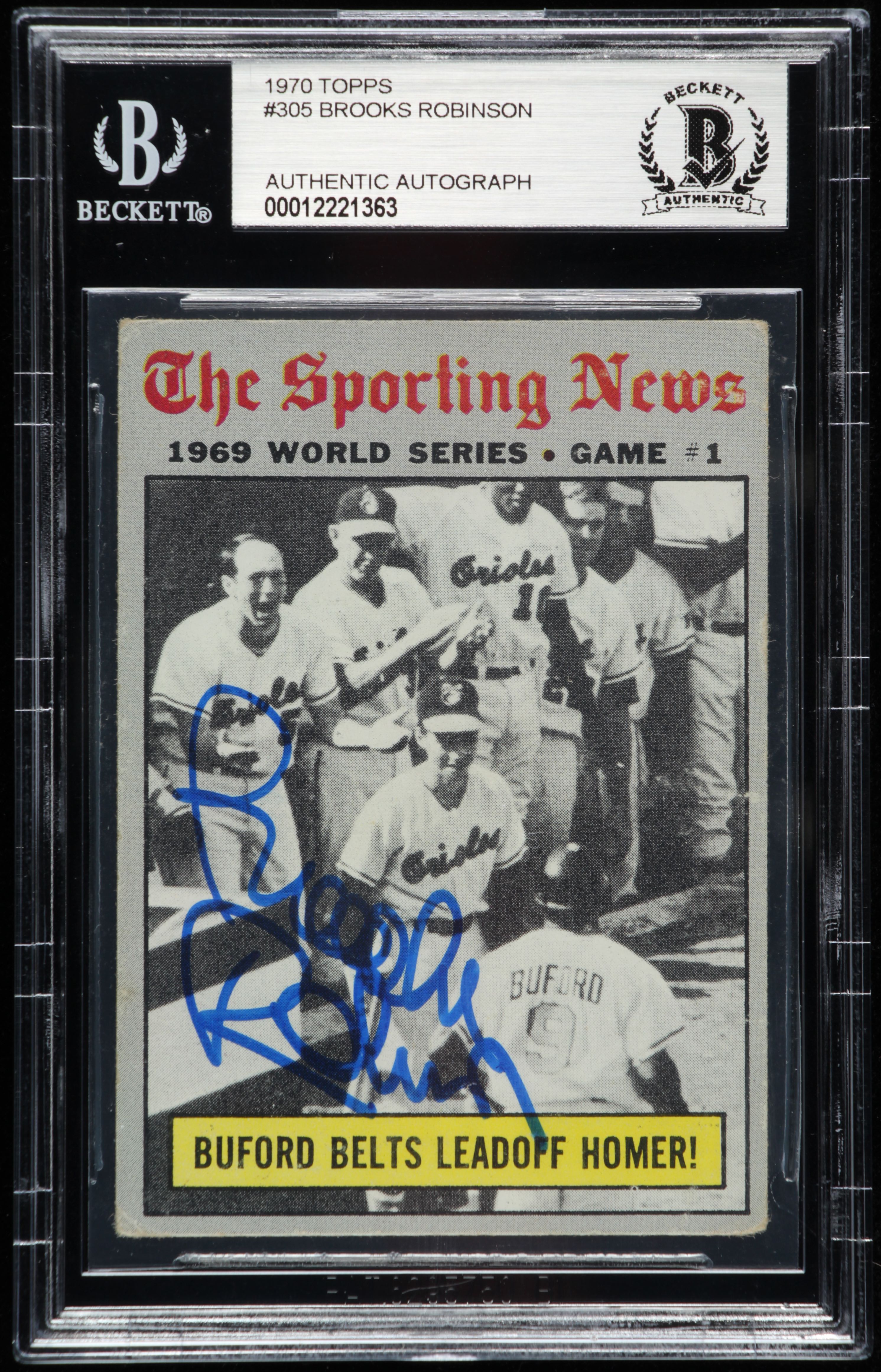 Brooks Robinson Signed 1970 Topps #305 World Series Game 1 (BGS Encapsulated) at PristineAuction.com Brooks Robinson Signed 1970 Topps #305 World Series Game 1 (BGS Encapsulated) at PristineAuction.com