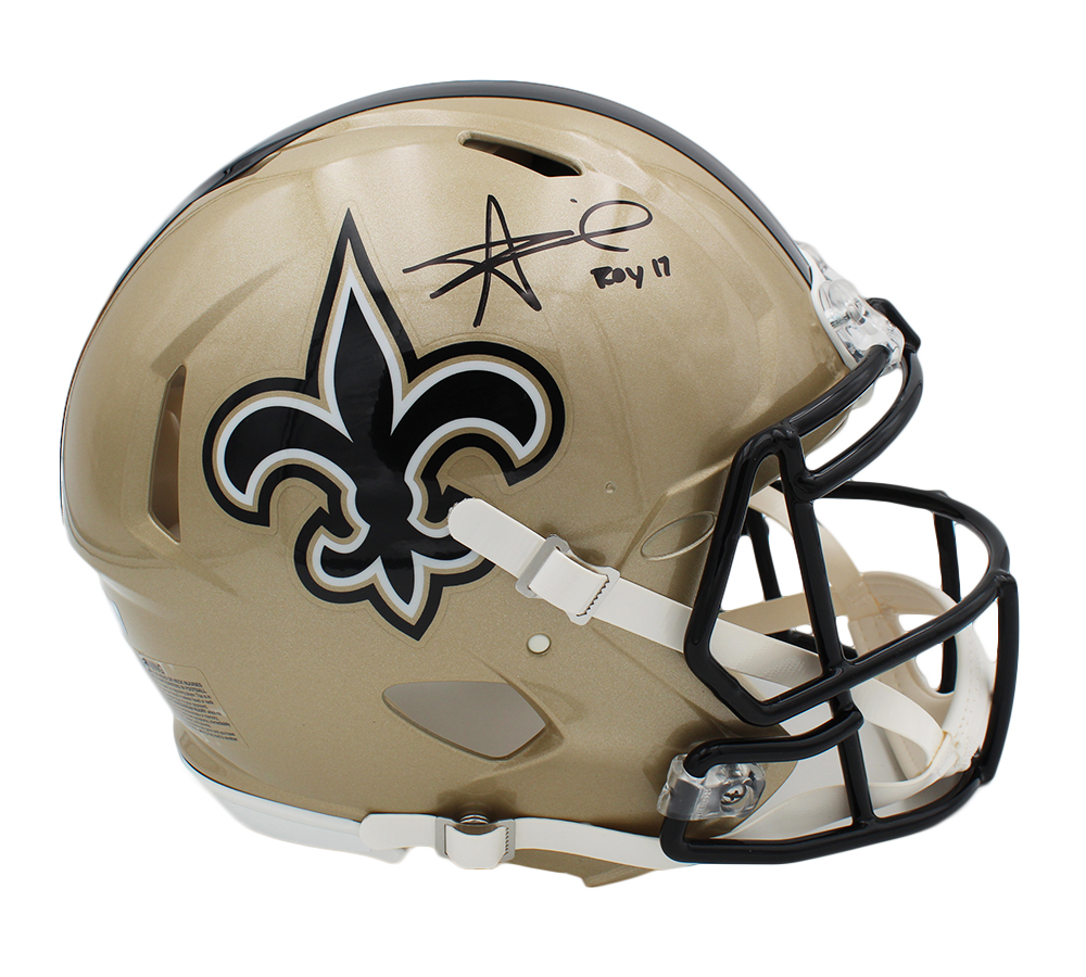 Alvin Kamara Signed Saints Full-Size Authentic On-Field Speed Helmet Inscribed "ROY 17" (Radtke) at PristineAuction.com Alvin Kamara Signed Saints Full-Size Authentic On-Field Speed Helmet Inscribed "ROY 17" (Radtke) at PristineAuction.com