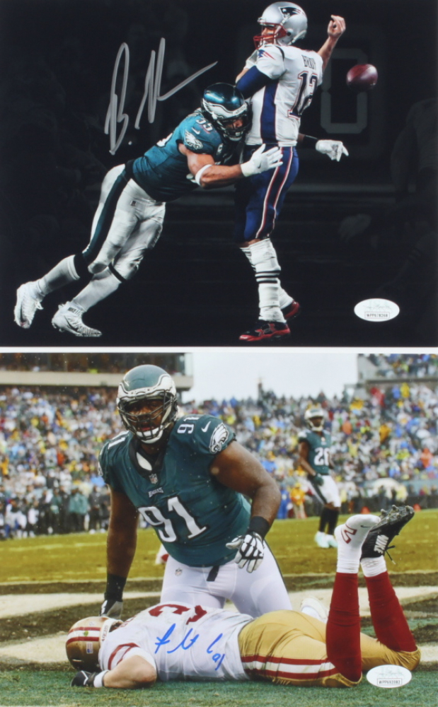 Lot of (2) Signed Eagles 8x10 Photos with Brandon Graham & Fletcher Cox
