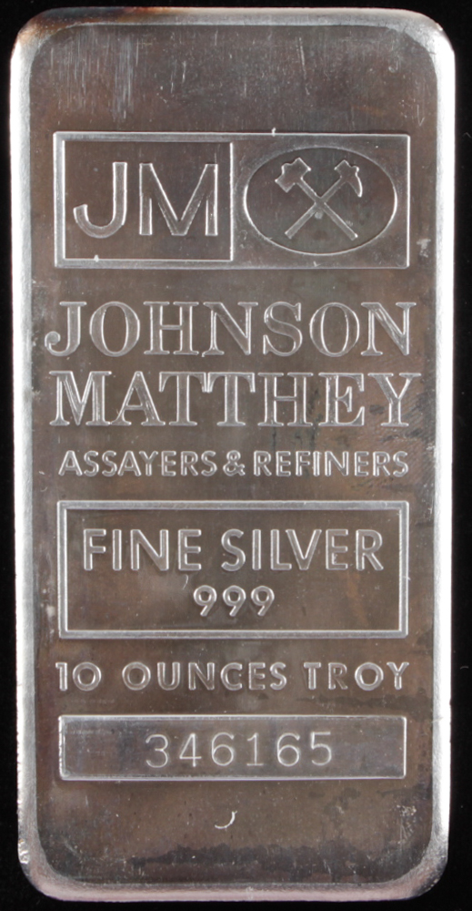 10 Troy Ounce Johnson Matthey .999 Fine Silver Bullion Bar at PristineAuction.com 10 Troy Ounce Johnson Matthey .999 Fine Silver Bullion Bar at PristineAuction.com
