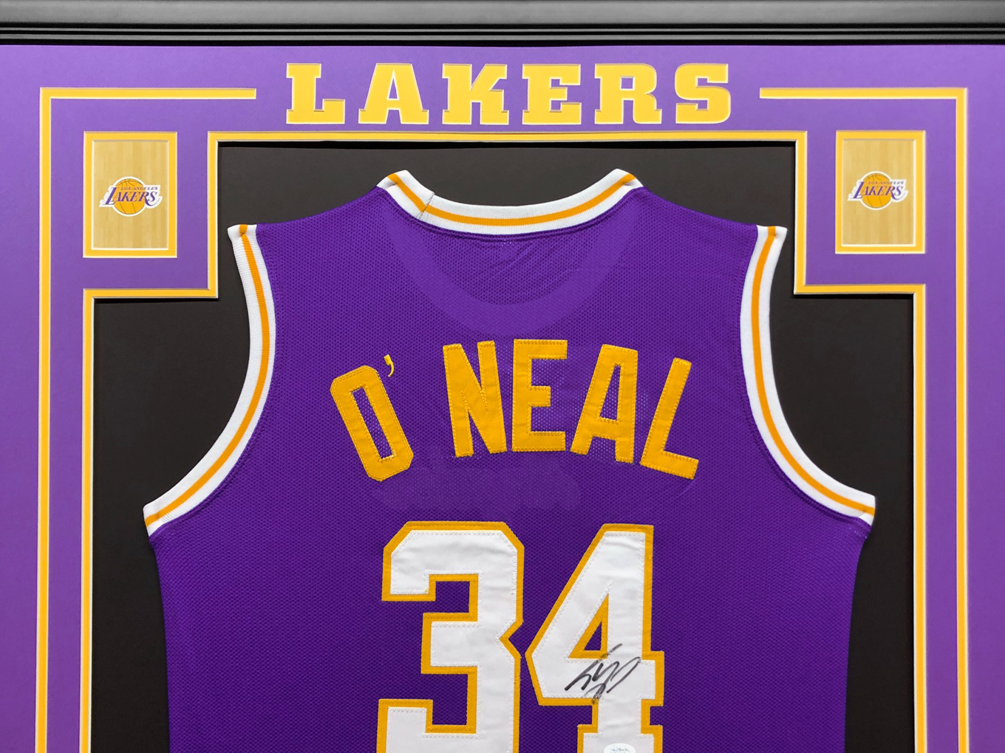 Shaquille O'Neal Signed 34.5x42.5 Custom Framed Jersey (JSA COA) at PristineAuction.com Shaquille O'Neal Signed 34.5x42.5 Custom Framed Jersey (JSA COA) at PristineAuction.com
