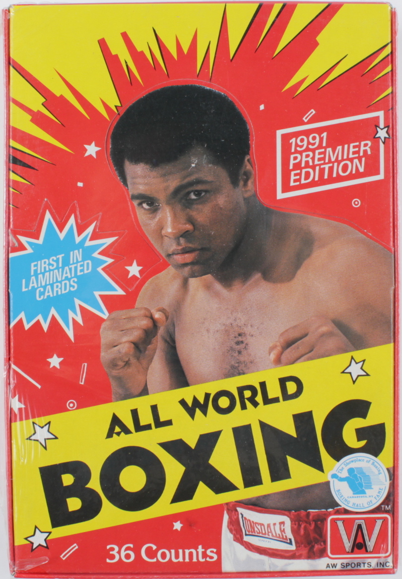 1991 All World Boxing Premier Edition Wax Box with 36 Packs at PristineAuction.com 1991 All World Boxing Premier Edition Wax Box with 36 Packs at PristineAuction.com