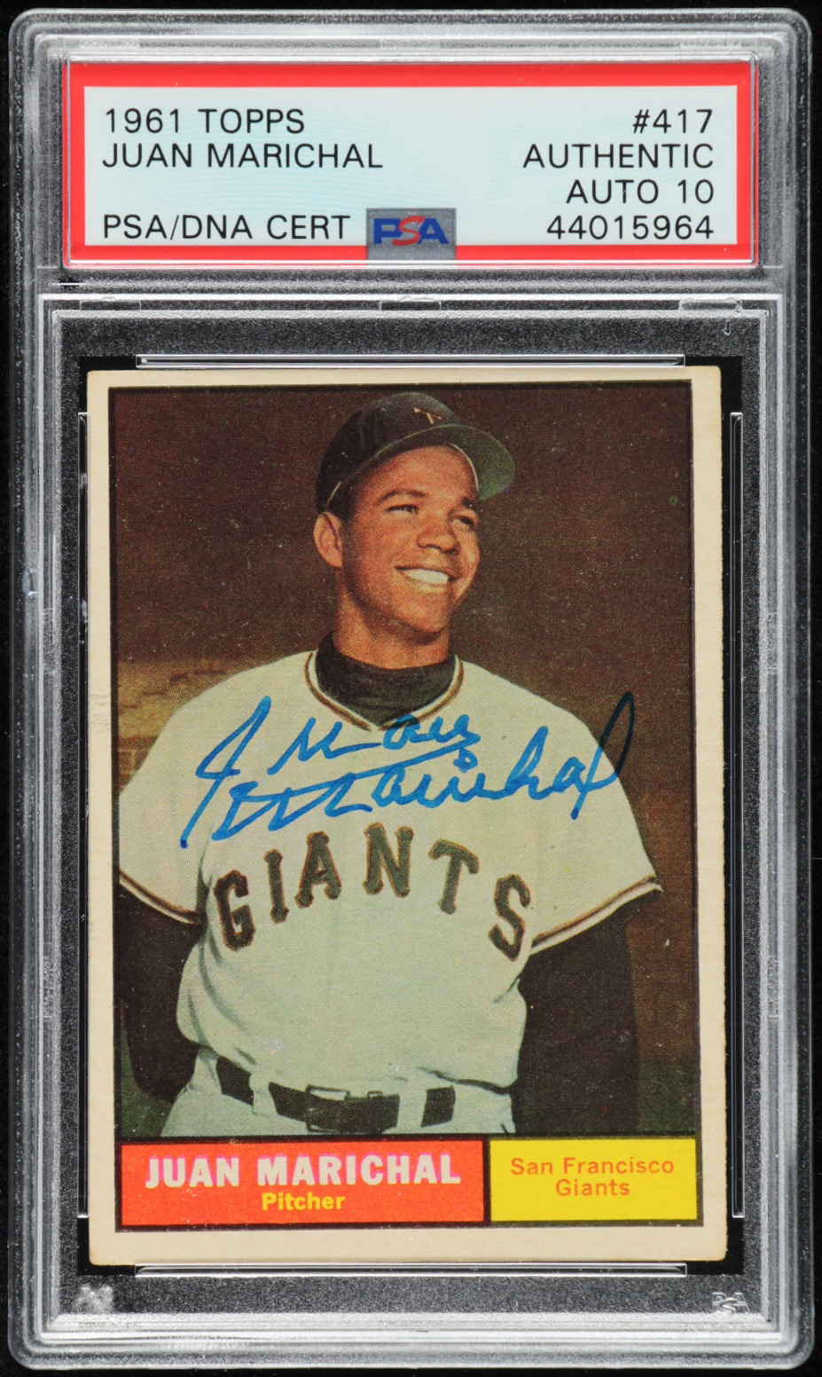 Juan Marichal Signed 1961 Topps #417 SP RC (PSA Encapsulated) at PristineAuction.com Juan Marichal Signed 1961 Topps #417 SP RC (PSA Encapsulated) at PristineAuction.com