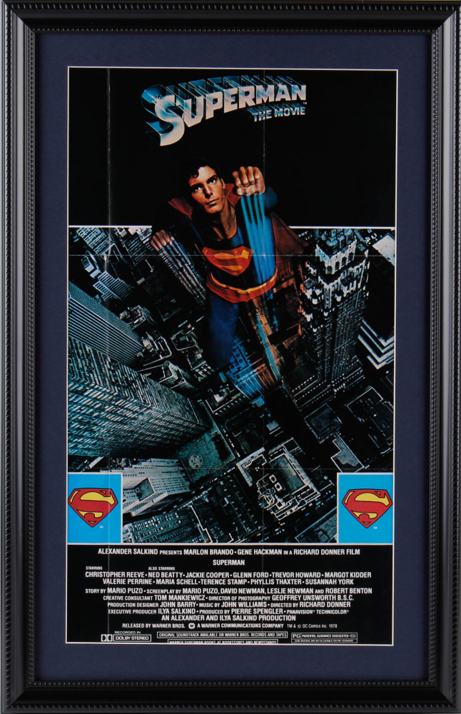 "Superman" 15x23 Custom Framed Movie Poster Display Pristine Auction