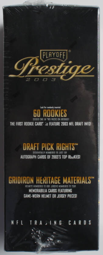 2003 Playoff Prestige NFL Football Card Box with (8) Packs at PristineAuction.com 2003 Playoff Prestige NFL Football Card Box with (8) Packs at PristineAuction.com