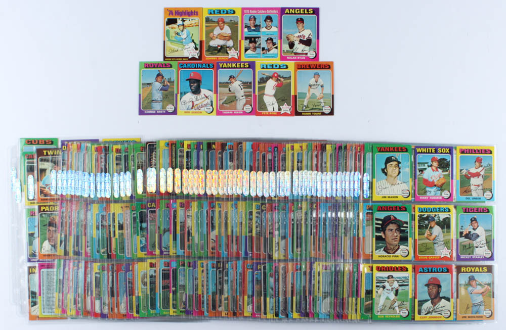 1975 Topps Complete Set of (660) Baseball Cards with #660 Hank Aaron, #223 Robin Yount RC, #228 George Brett RC, #320 Pete Rose, #500 Nolan Ryan at PristineAuction.com 1975 Topps Complete Set of (660) Baseball Cards with #660 Hank Aaron, #223 Robin Yount RC, #228 George Brett RC, #320 Pete Rose, #500 Nolan Ryan at PristineAuction.com