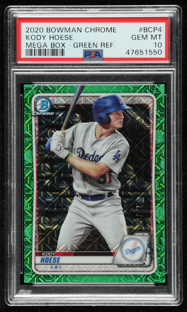 Kody Hoese 2020 Bowman Chrome Mega Box Prospects Green Refractors BCP4