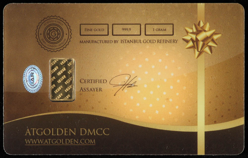 1 Gram IGR Gold Bar in Assay Card Pristine Auction