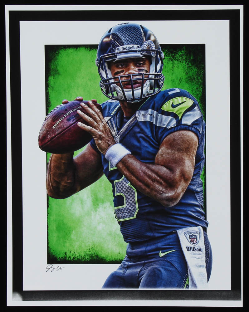 Russell Wilson - Seahawks - Jeff Lang 11x14 Signed Limited Edition Art Print #/5 (PA COA) at PristineAuction.com Russell Wilson - Seahawks - Jeff Lang 11x14 Signed Limited Edition Art Print #/5 (PA COA) at PristineAuction.com