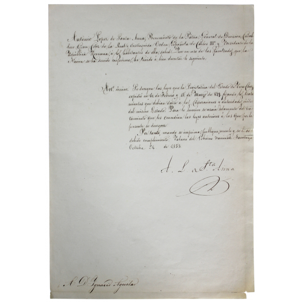 Santa Anna Signed Document (Beckett LOA) (See Description)