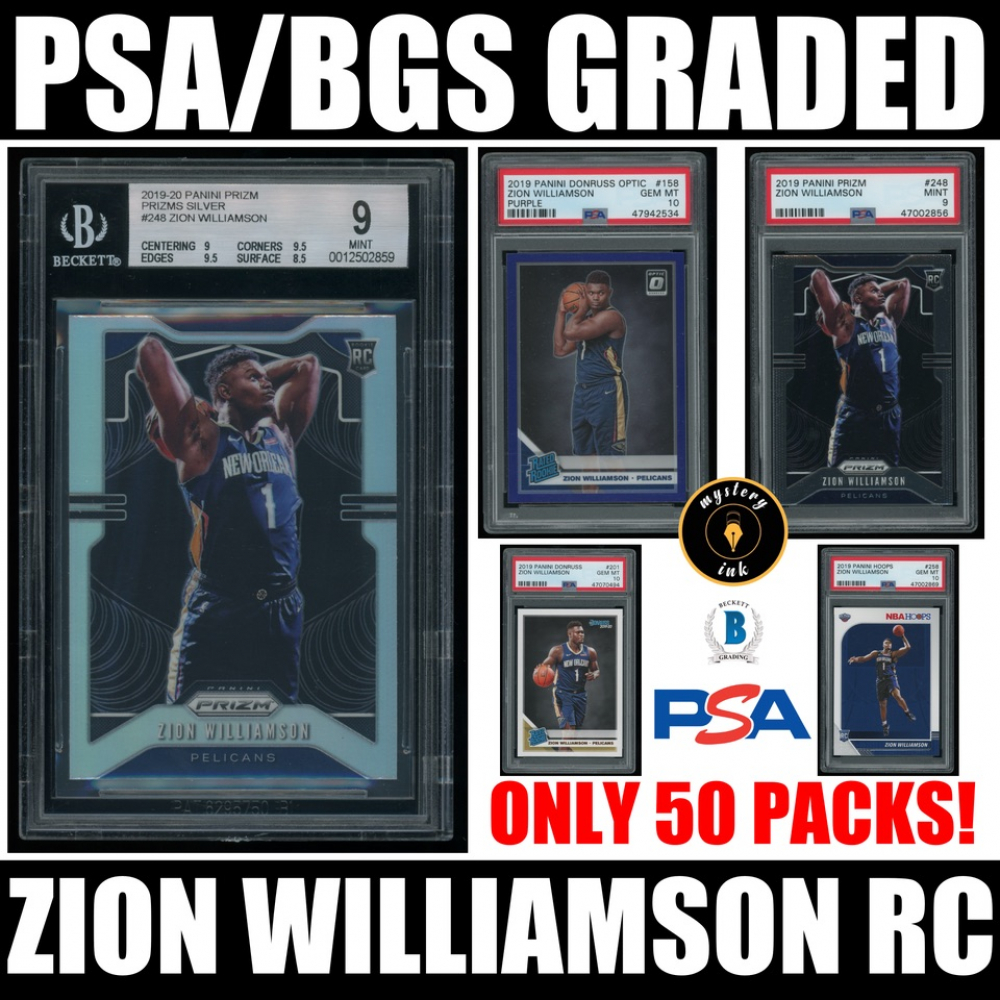 zion williamson graded rookie card Mystery Ink PSA/BGS 2019-20 RC Mystery Box! Only 50 Packs Made! Zion Williamson 2019-20 Panini NBA