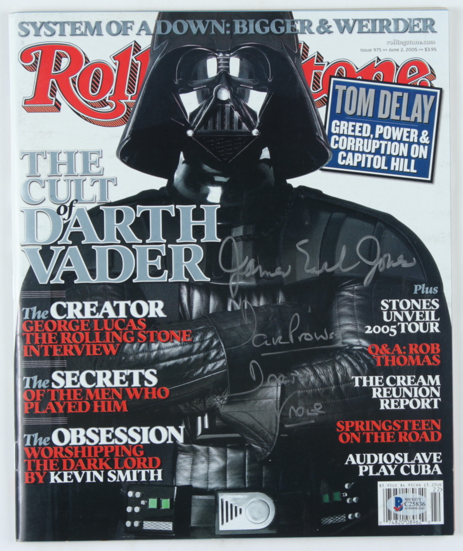 Dave Prowse & James Earl Jones Signed 2005 Rolling Stone Magazine Inscribed "Darth Vader" (Beckett COA) at PristineAuction.com Dave Prowse & James Earl Jones Signed 2005 Rolling Stone Magazine Inscribed "Darth Vader" (Beckett COA) at PristineAuction.com