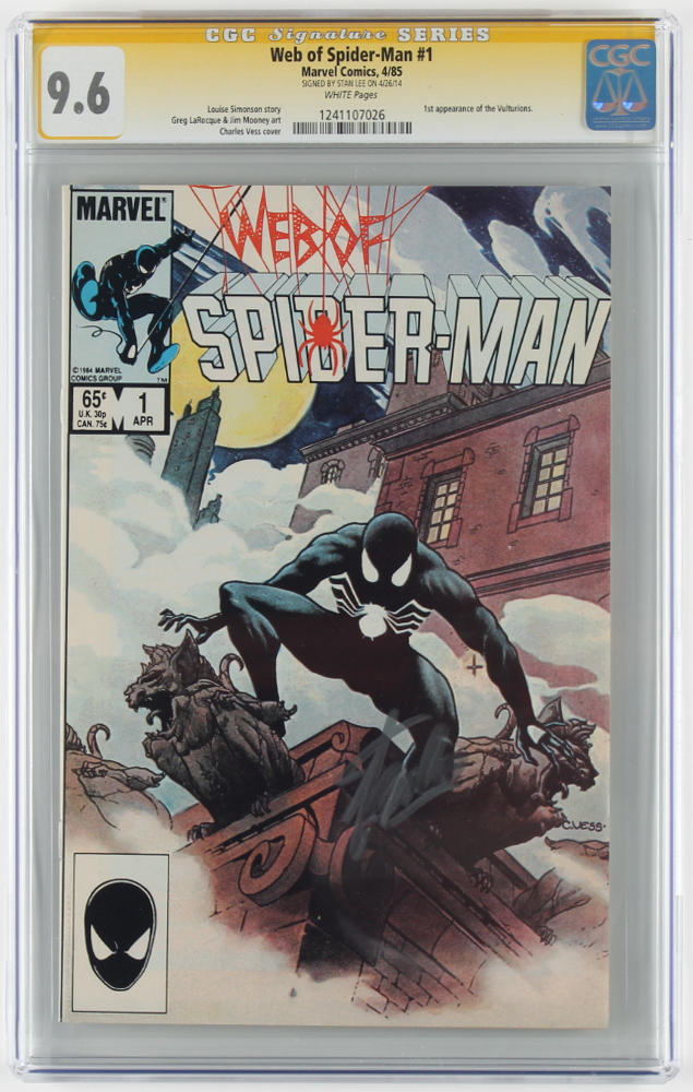 Stan Lee Signed 1984 "Web of Spider-Man" Issue #1 Marvel Comic Book (CGC Encapsulated - 9.6) at PristineAuction.com Stan Lee Signed 1984 "Web of Spider-Man" Issue #1 Marvel Comic Book (CGC Encapsulated - 9.6) at PristineAuction.com