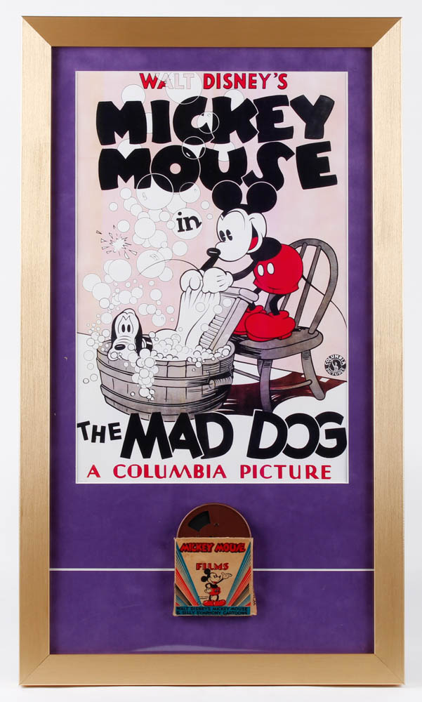 Vintage 1950's Walt Disney's Mickey Mouse 15x26 Custom Framed Shadowbox 1950'a 8mm Mickey Mouse Film Reel Display with Original Box at PristineAuction.com Vintage 1950's Walt Disney's Mickey Mouse 15x26 Custom Framed Shadowbox 1950'a 8mm Mickey Mouse Film Reel Display with Original Box at PristineAuction.com