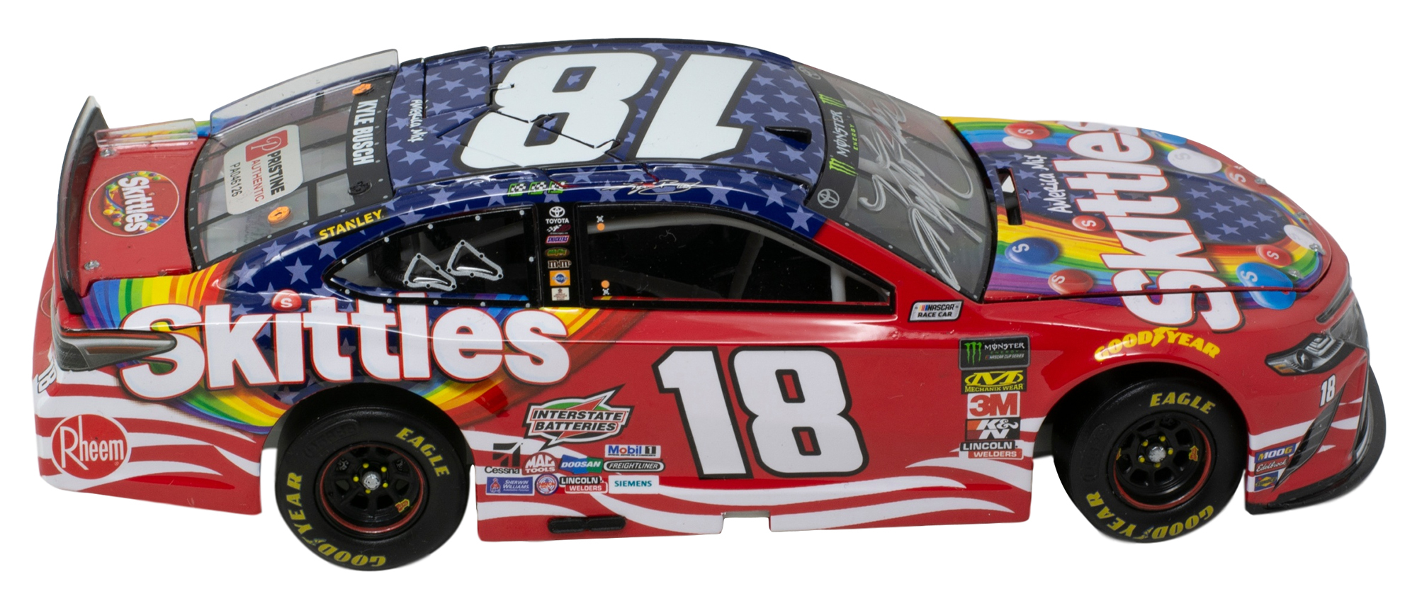 Kyle Busch Signed 2019 NASCAR #18 Skittles Red, White & Blue