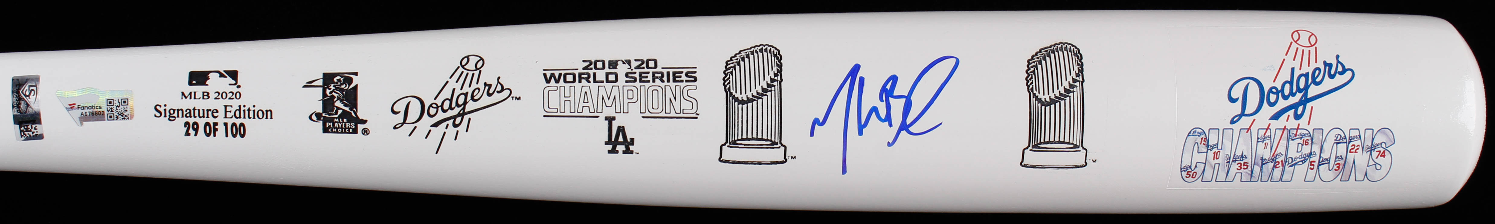 Mookie Betts Signed LE Dodgers 2020 World Series Champions Louisville Slugger Baseball Bat (MLB Hologram & Fanatics Hologram) at PristineAuction.com Mookie Betts Signed LE Dodgers 2020 World Series Champions Louisville Slugger Baseball Bat (MLB Hologram & Fanatics Hologram) at PristineAuction.com