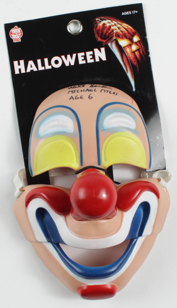 Will Sandin Signed "Halloween" Clown Mask Inscribed "Michael Myers Age 6" (Beckett COA) at PristineAuction.com Will Sandin Signed "Halloween" Clown Mask Inscribed "Michael Myers Age 6" (Beckett COA) at PristineAuction.com