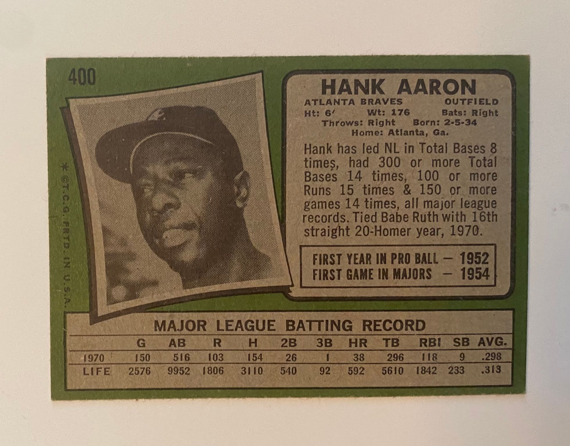 Hank Aaron 1971 Topps #400 | Pristine Auction