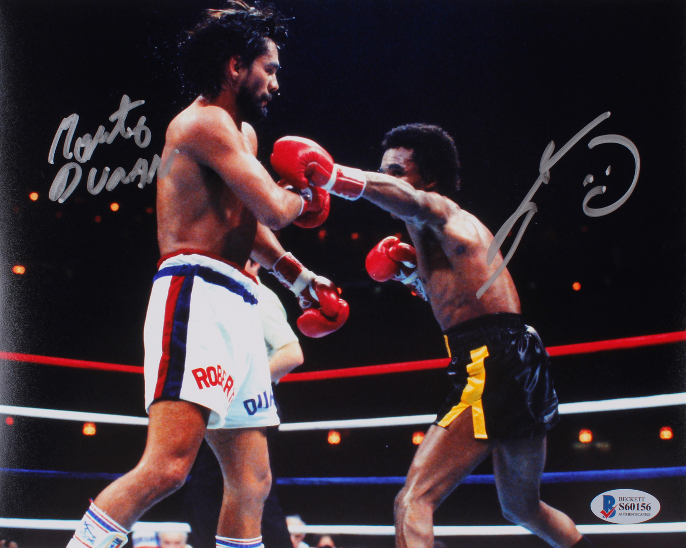 Sugar Ray Leonard & Roberto Duran Signed 8x10 Photo (Beckett Hologram) at PristineAuction.com Sugar Ray Leonard & Roberto Duran Signed 8x10 Photo (Beckett Hologram) at PristineAuction.com