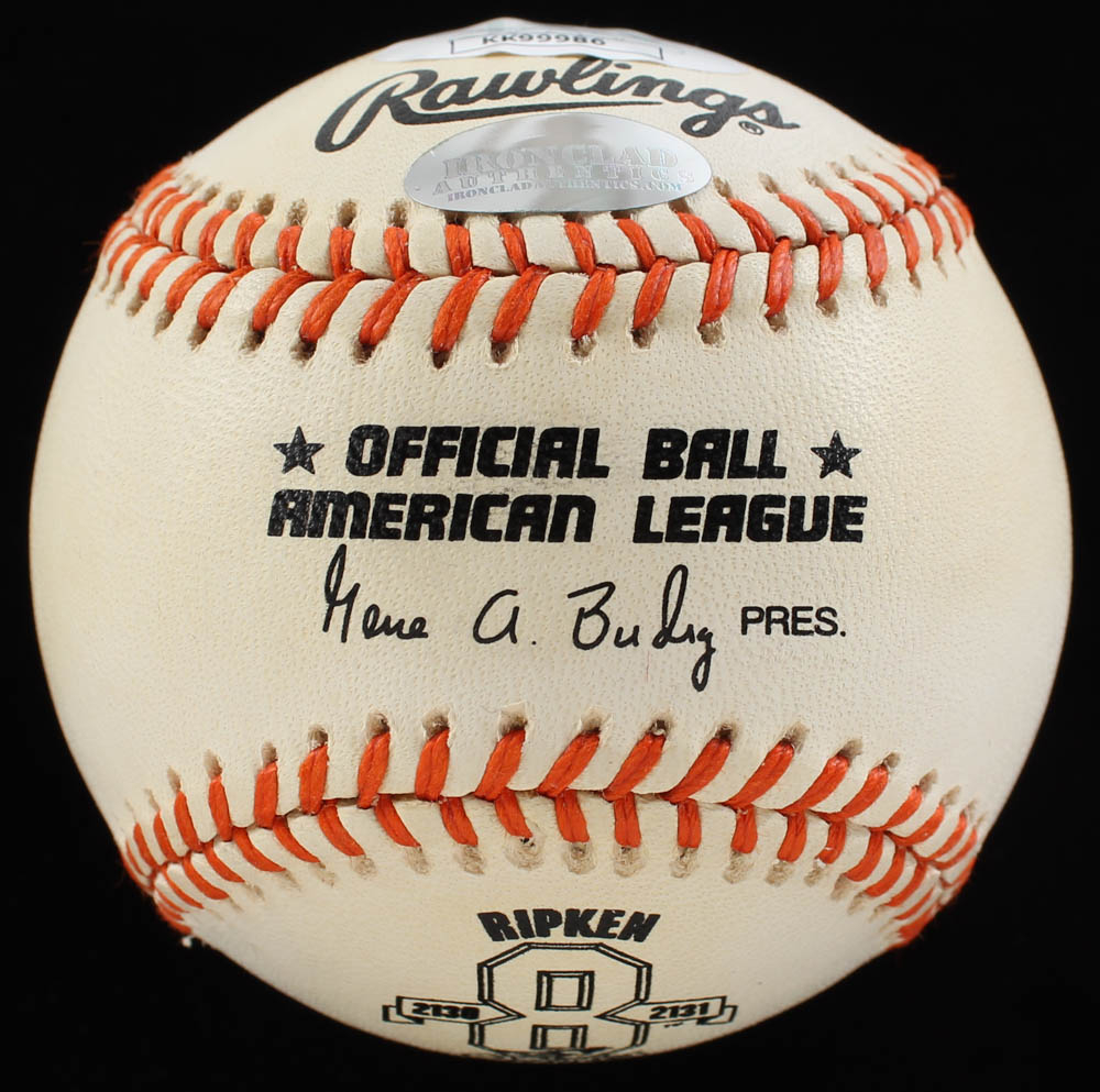 Cal Ripken Jr. Signed OAL Ripken Commemorative Logo Baseball Inscribed "2131" (JSA COA & Ironclad Hologram) at PristineAuction.com Cal Ripken Jr. Signed OAL Ripken Commemorative Logo Baseball Inscribed "2131" (JSA COA & Ironclad Hologram) at PristineAuction.com