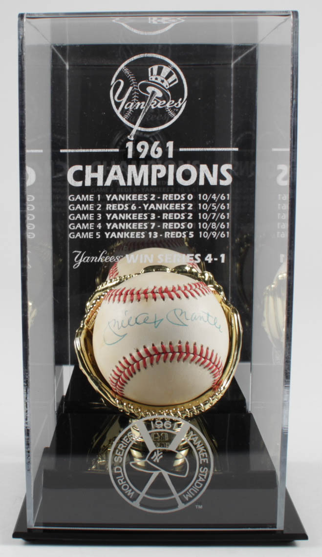 Mickey Mantle Signed OAL Baseball with Yankees 1961 Champions Display Case (PSA Hologram) (See Description) at PristineAuction.com Mickey Mantle Signed OAL Baseball with Yankees 1961 Champions Display Case (PSA Hologram) (See Description) at PristineAuction.com