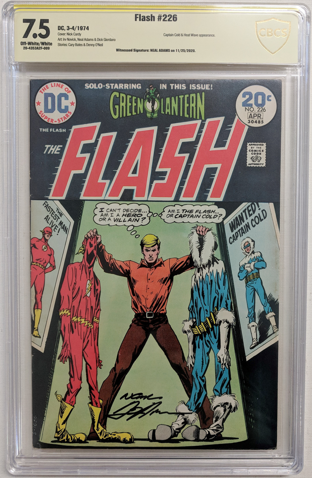 Neal Adams Signed 1974 "Flash" Issue #226 DC Comic Book (CBCS Encapsulated - 7.5) at PristineAuction.com Neal Adams Signed 1974 "Flash" Issue #226 DC Comic Book (CBCS Encapsulated - 7.5) at PristineAuction.com
