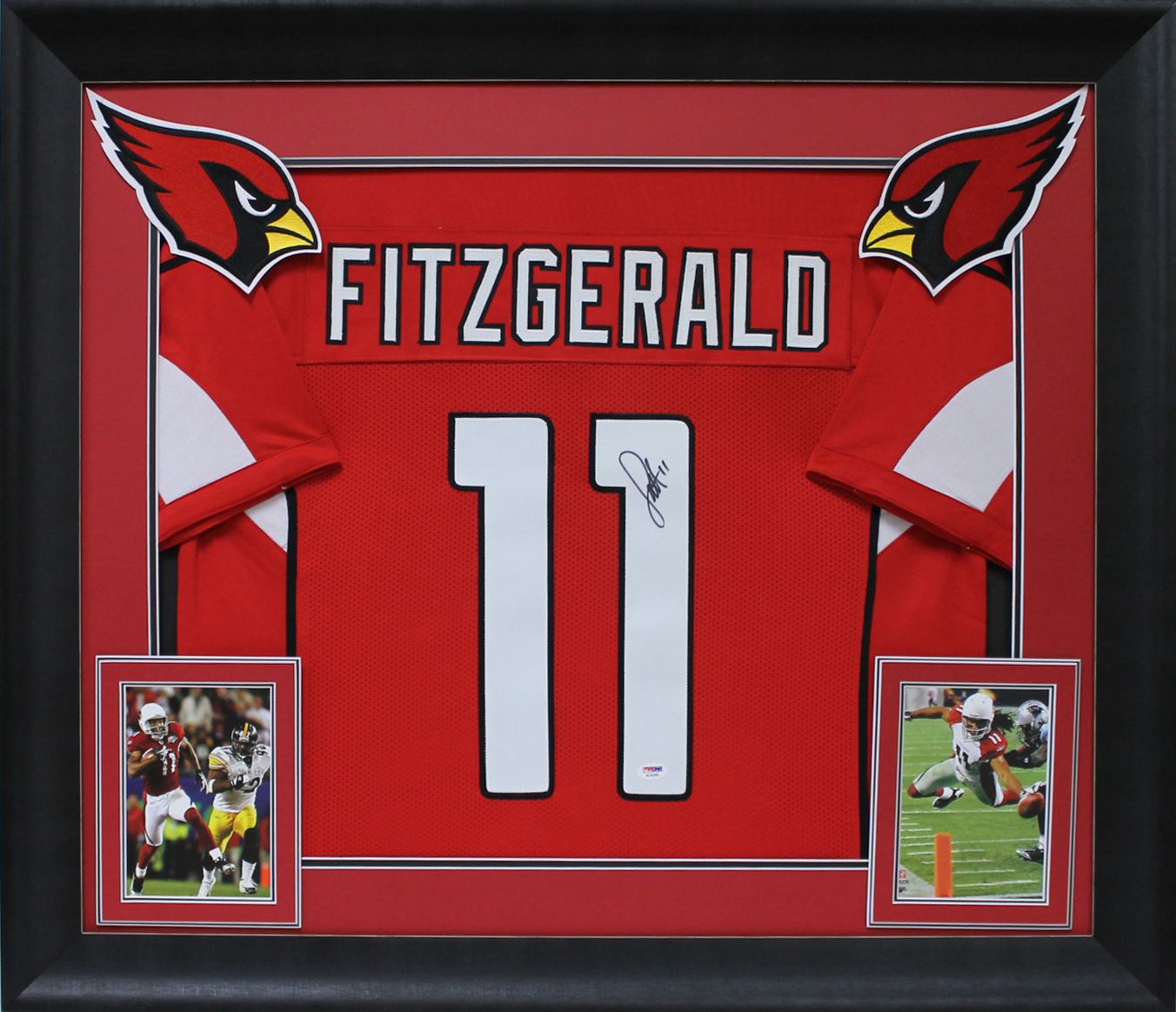 Larry Fitzgerald Signed 32x37 Custom Framed Jersey Display (PSA COA) at PristineAuction.com Larry Fitzgerald Signed 32x37 Custom Framed Jersey Display (PSA COA) at PristineAuction.com