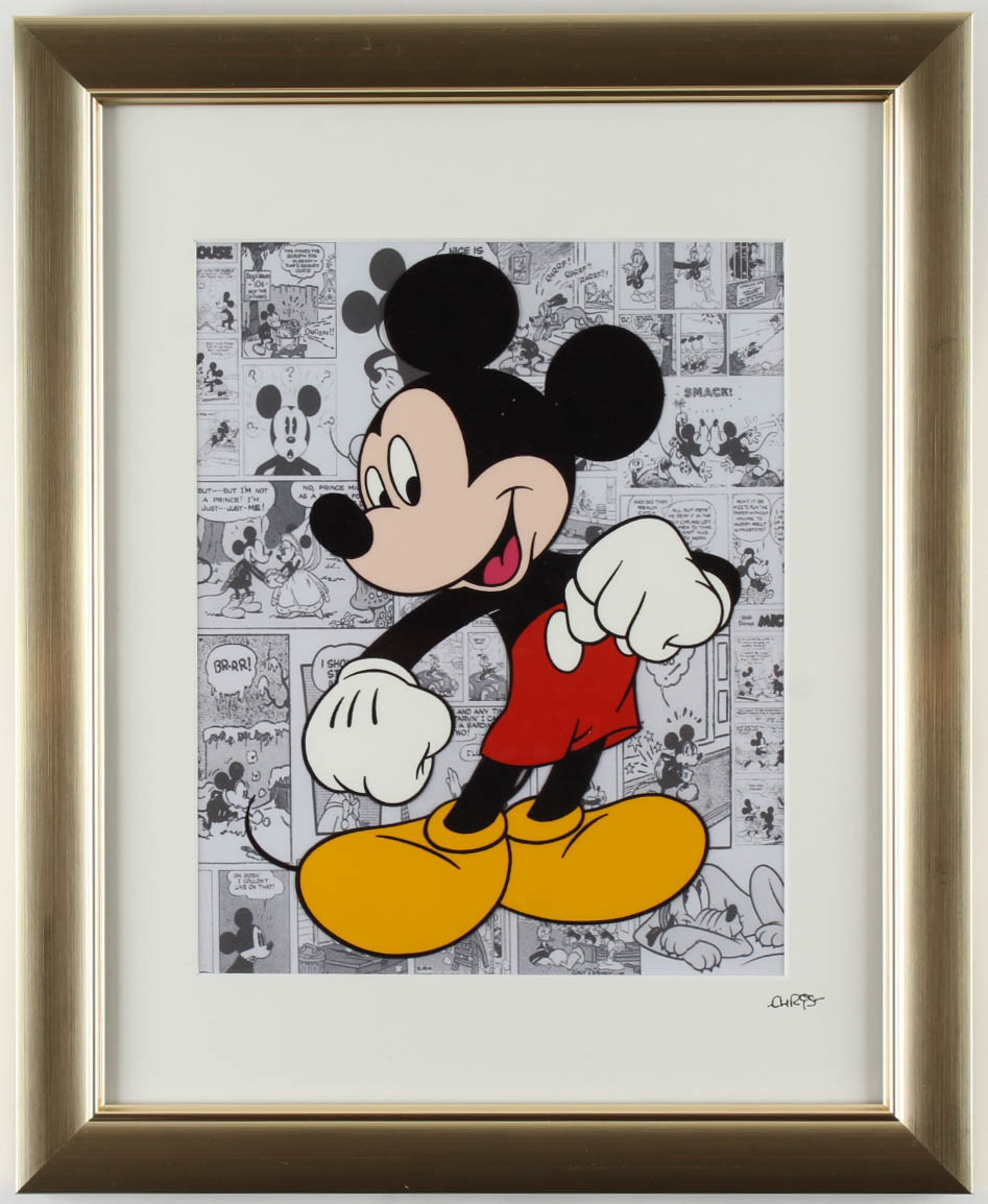 Walt Disney's "Mickey Mouse" 13x16 Custom Framed Hand-Painted Animation Cel Display at PristineAuction.com Walt Disney's "Mickey Mouse" 13x16 Custom Framed Hand-Painted Animation Cel Display at PristineAuction.com
