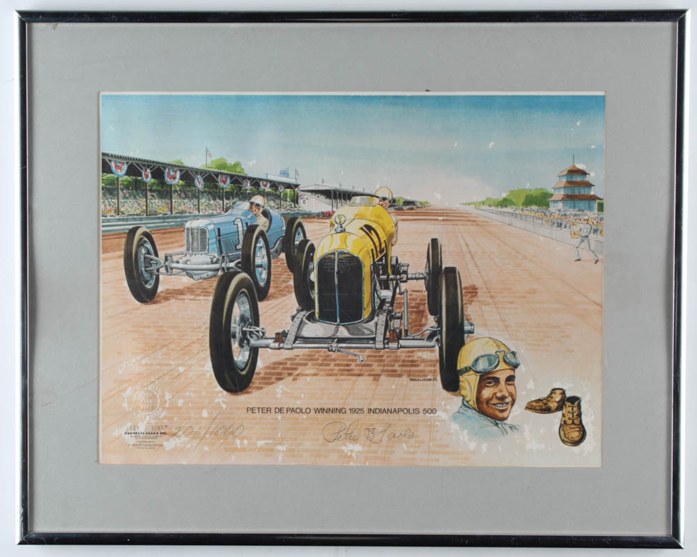 Pete DePaolo Signed LE 1925 Indianapolis 500 16x20 Custom Framed Print Display (JSA LOA) (See Description) at PristineAuction.com Pete DePaolo Signed LE 1925 Indianapolis 500 16x20 Custom Framed Print Display (JSA LOA) (See Description) at PristineAuction.com