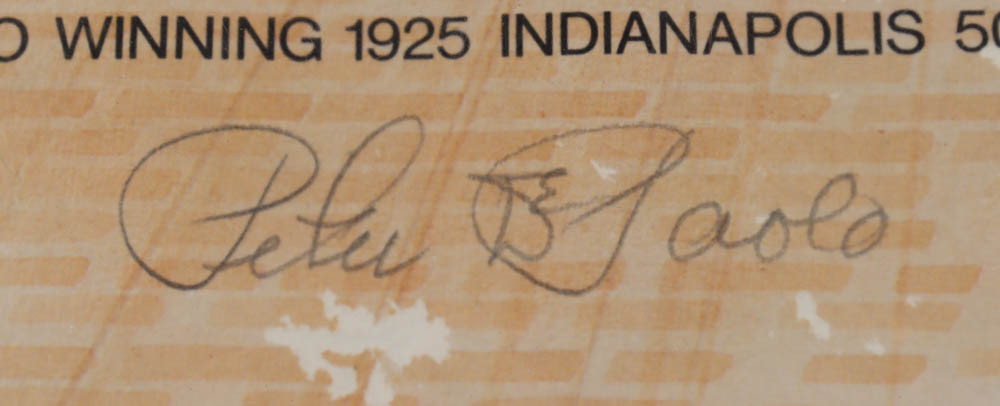 Pete DePaolo Signed LE 1925 Indianapolis 500 16x20 Custom Framed Print Display (JSA LOA) (See Description) at PristineAuction.com Pete DePaolo Signed LE 1925 Indianapolis 500 16x20 Custom Framed Print Display (JSA LOA) (See Description) at PristineAuction.com