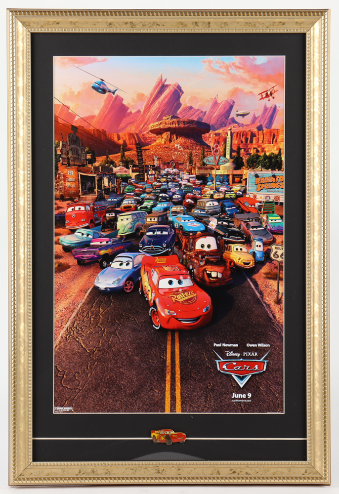 "Cars" 15x23 Custom Framed Movie Poster Display with Cars Pin at PristineAuction.com "Cars" 15x23 Custom Framed Movie Poster Display with Cars Pin at PristineAuction.com