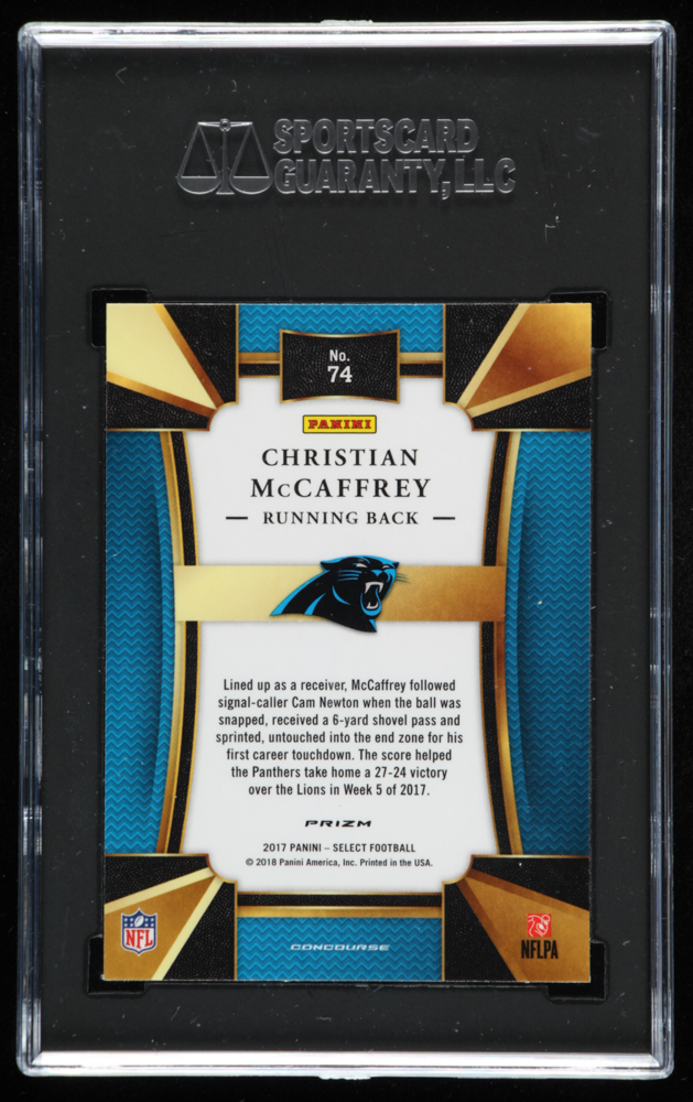 Christian McCaffrey 2017 Panini Select #74 RC (SGC 10) at PristineAuction.com Christian McCaffrey 2017 Panini Select #74 RC (SGC 10) at PristineAuction.com