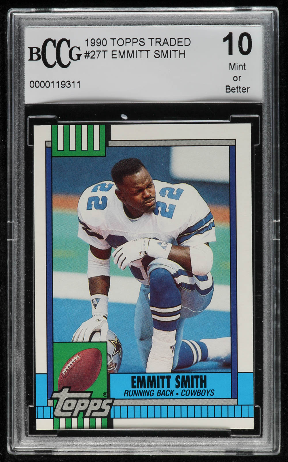 Emmitt Smith 1990 Topps Traded #27T RC (BCCG 10) at PristineAuction.com Emmitt Smith 1990 Topps Traded #27T RC (BCCG 10) at PristineAuction.com