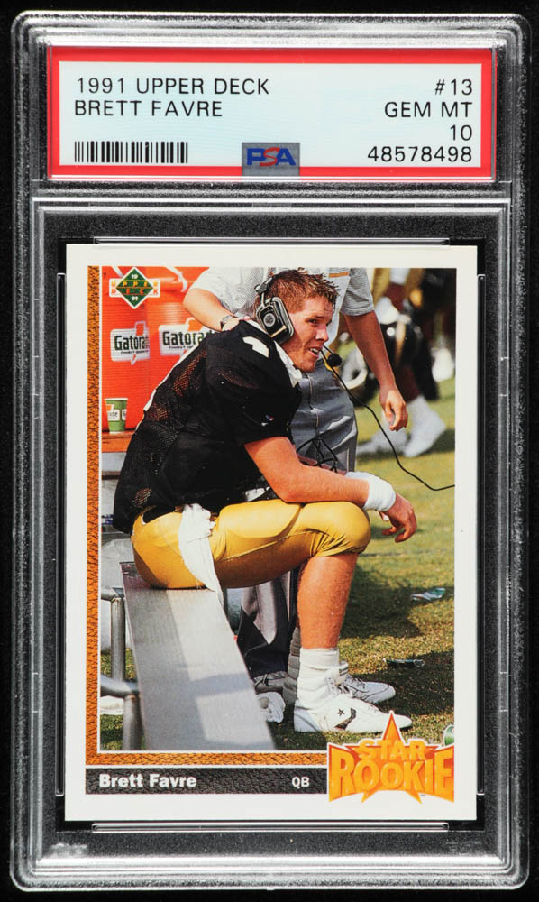 Brett Favre 1991 Upper Deck #13 RC (PSA 10) at PristineAuction.com Brett Favre 1991 Upper Deck #13 RC (PSA 10) at PristineAuction.com
