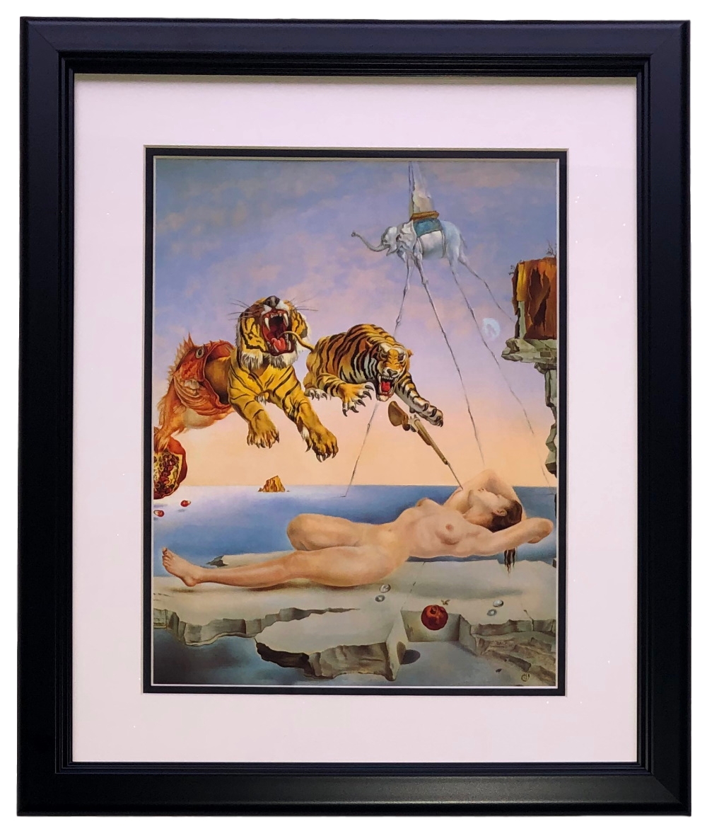 Salvador Dali "Dream Caused by the Flight of a Bee Around a Pomegranate a Second Before Awakening" 18x20 Custom Framed High Quality Print Display at PristineAuction.com Salvador Dali "Dream Caused by the Flight of a Bee Around a Pomegranate a Second Before Awakening" 18x20 Custom Framed High Quality Print Display at PristineAuction.com