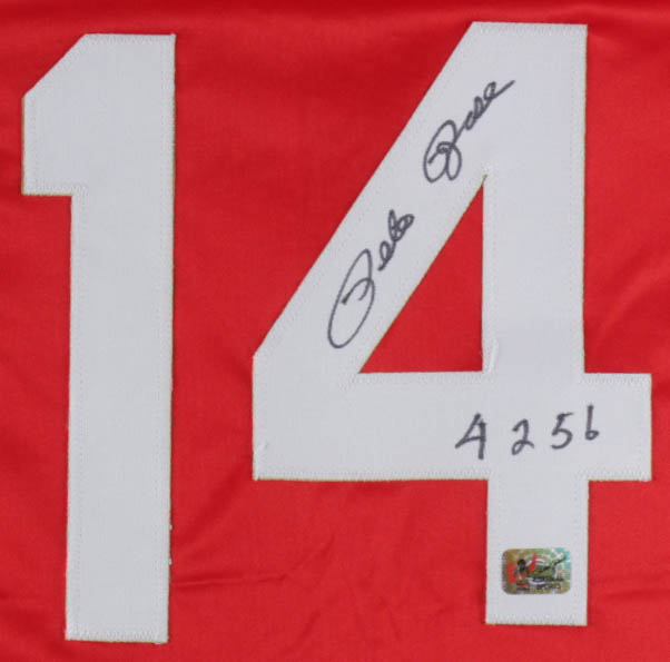 Pete Rose Signed Jersey Inscribed "4256" (Fiterman Sports Hologram) at PristineAuction.com Pete Rose Signed Jersey Inscribed "4256" (Fiterman Sports Hologram) at PristineAuction.com