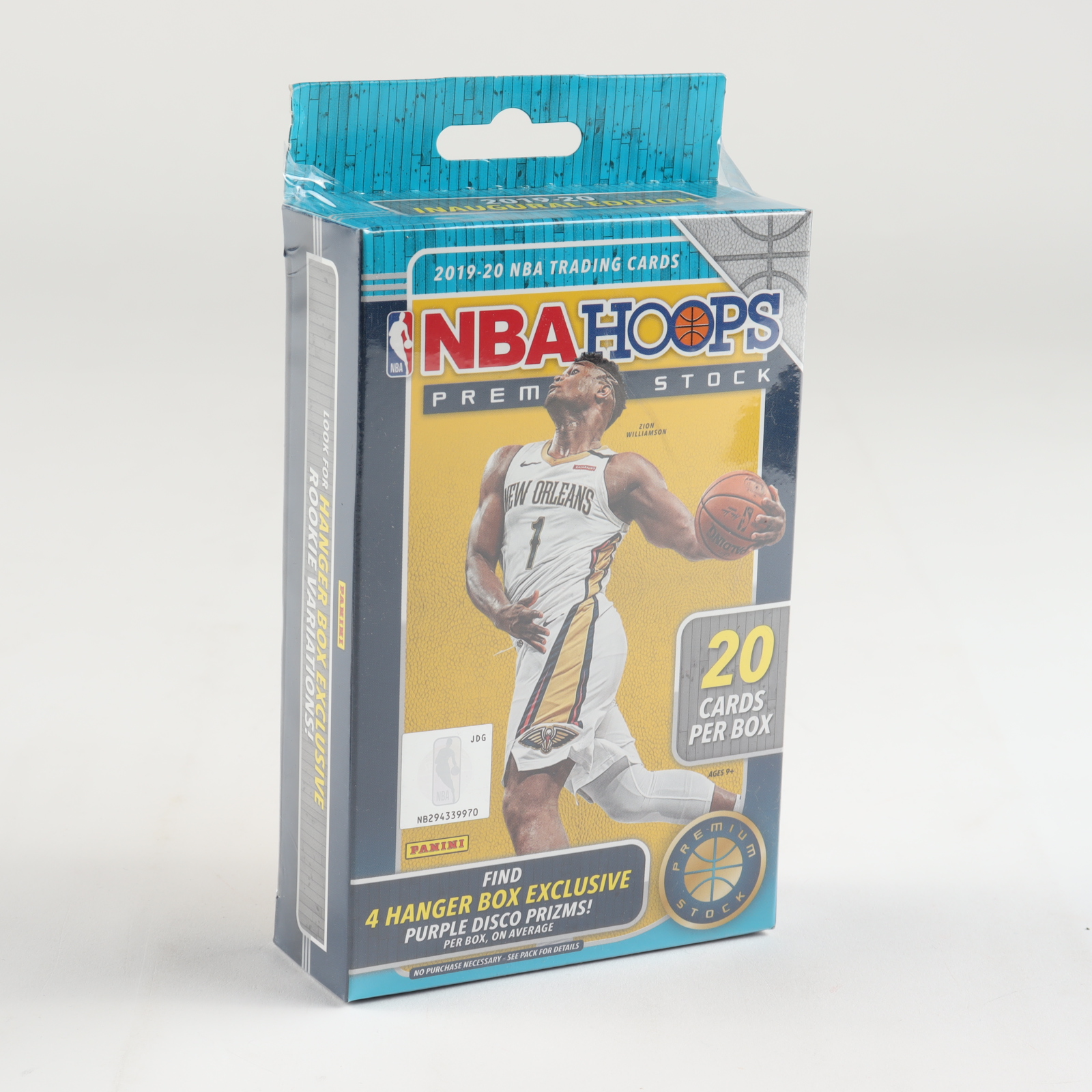 2019-20 NBA Hoops Premium Stock Basketball Hanger Box with (20) Cards at PristineAuction.com 2019-20 NBA Hoops Premium Stock Basketball Hanger Box with (20) Cards at PristineAuction.com