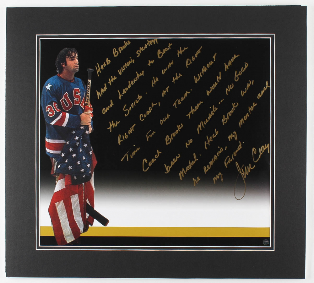 Jim Craig Signed Team USA "Miracle on Ice" 19x21 Custom Matted Photo